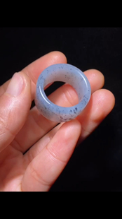 天然精品新疆和田玉青花籽料点墨扳指 20mm 正品带证书二十年老店