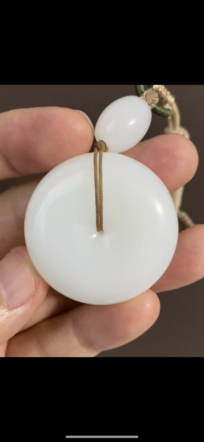 天然高品新疆和田籽料大平安扣一级白一坨油 42-15.2mm正品带证书