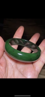 和田玉碧玉 小圈口手镯 亮眼 帝王绿浓郁纯正油性好内径50mm 宽版