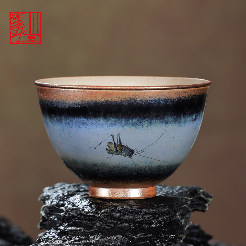 等于堂柴烧杯 尉小芳手绘新彩虫趣主人杯品茗杯精品功夫茶杯茶具