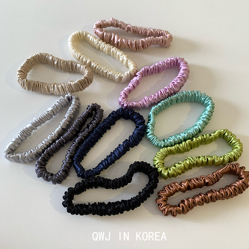 韩国进口纯色褶皱真丝发圈