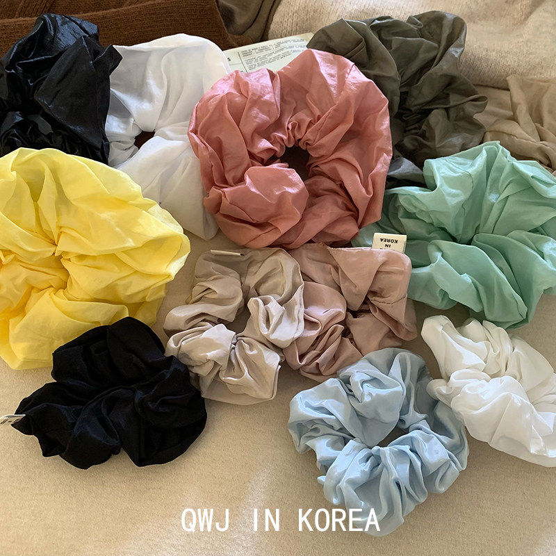 韩式高级色系！韩国进口肠圈春夏光泽雪纺纯色发圈大号气质小众