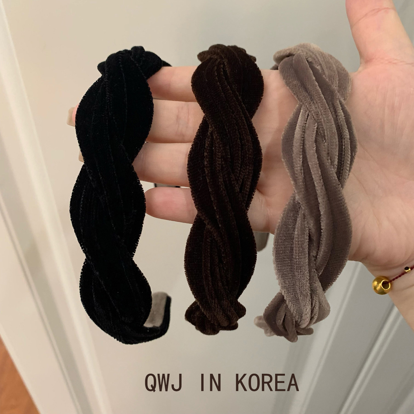 韩国进口发箍ins博主复古丝绒麻花编织头箍秋冬通勤百搭舒适发卡