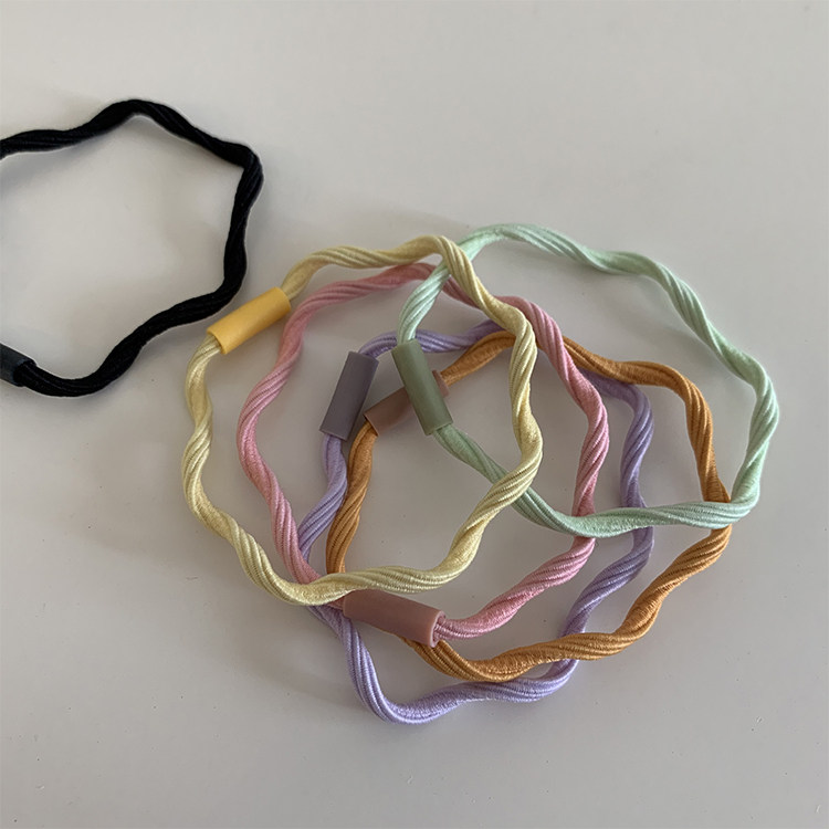 韩国马卡龙色扭扭波浪皮筋日常头绳发绳马尾盘发打底发圈