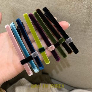 力荐多色入！韩国进口秋冬撞色丝绒鸭嘴夹纤细气质边夹刘海夹发夹