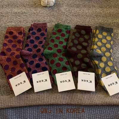 韩国进口女袜Ksox加厚波点棉袜