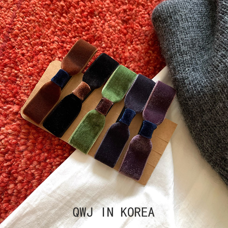 new鸭嘴夹款 韩国进口撞色丝绒蝴蝶结边夹秋冬复古绒面发夹刘海夹,饰品/流行首饰/时尚饰品新,发饰,淘宝优惠券,粉丝福利购,淘宝优惠卷