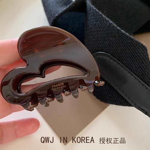 韩国法式抓夹爱心巧克力色鲨鱼夹