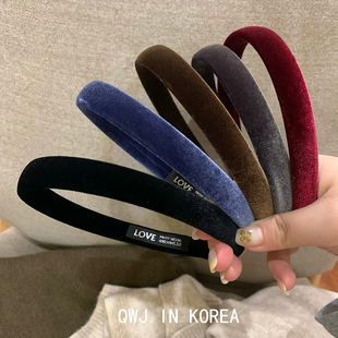 高级的细款来咯 韩国进口秋冬纯色丝绒发箍气质百搭头箍发卡ins