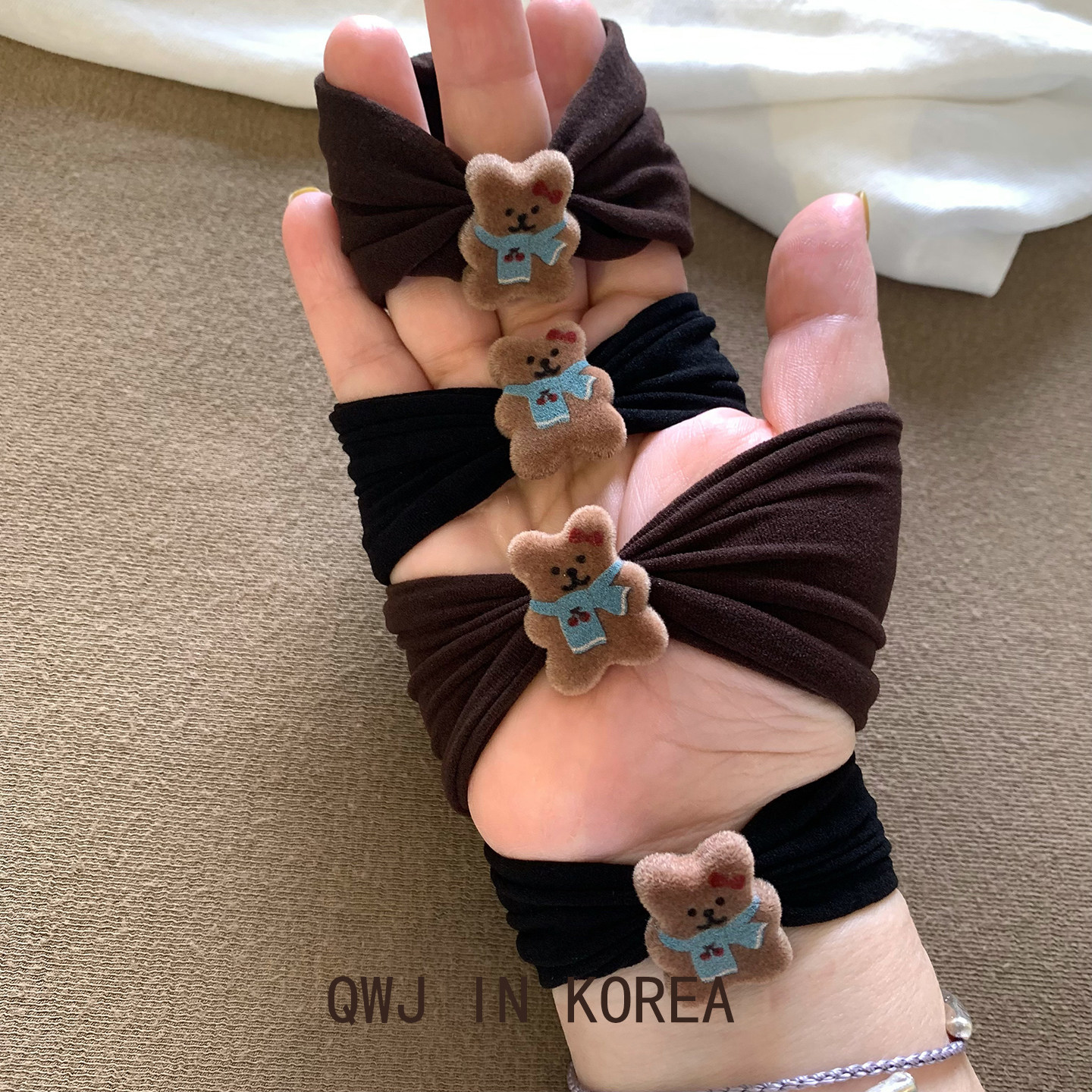 太可爱卡通小熊无接缝皮筋基础减龄打底发绳头绳高马尾盘发丸子头