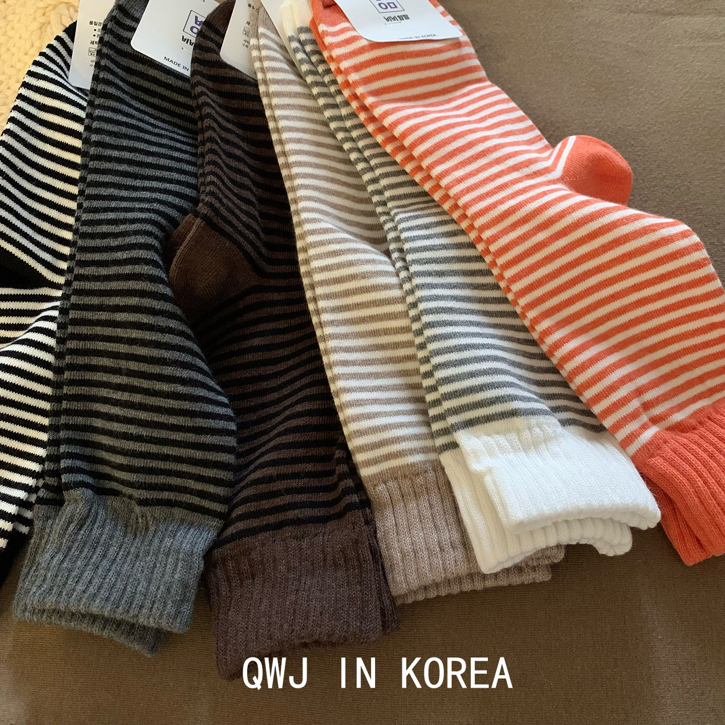 韩国进口袜子软糯百搭条纹女袜