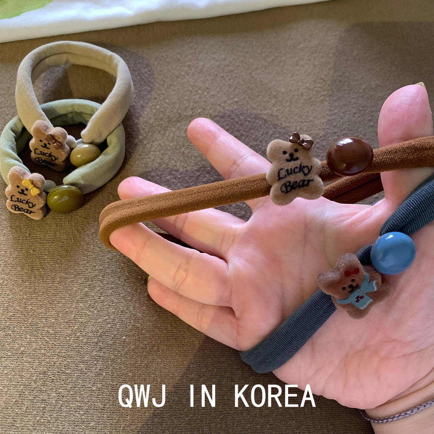 豆豆小熊超可爱无接缝发圈皮筋好弹力甜美马尾盘发发绳打底头绳女