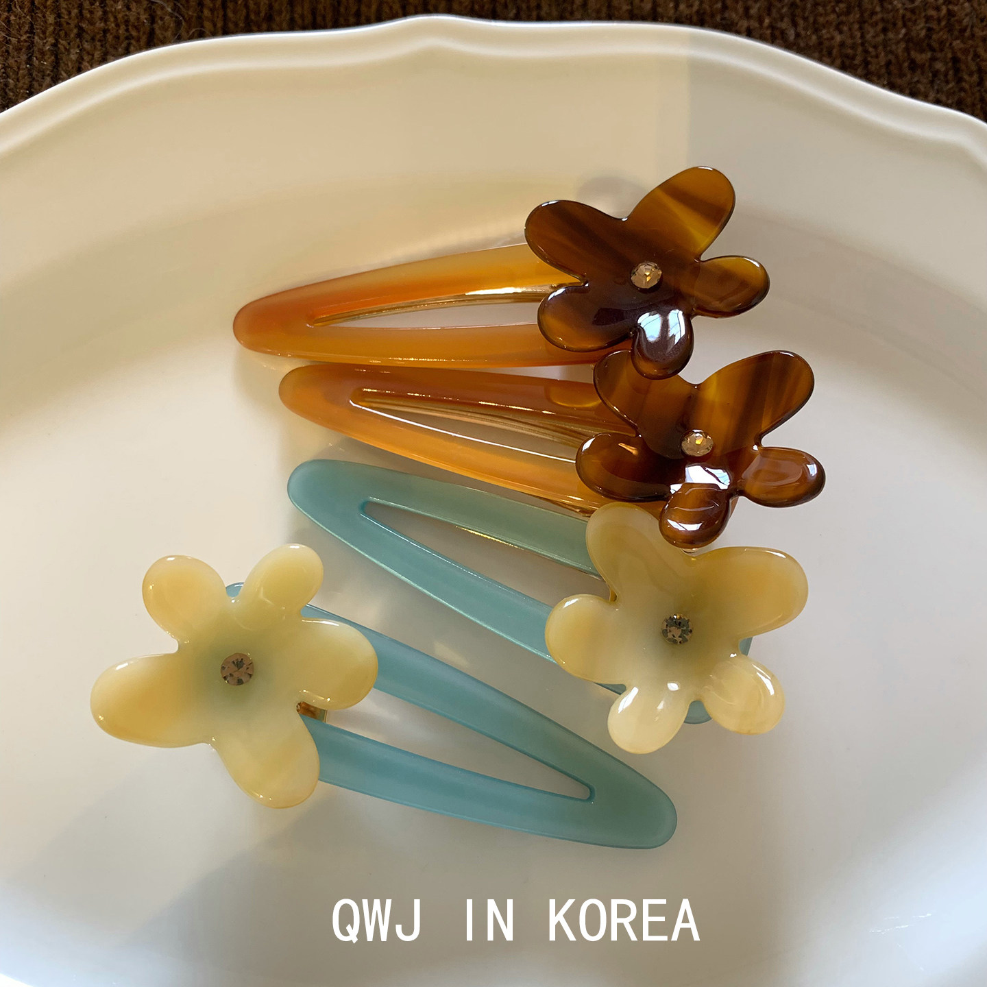 海岛鸡蛋花~韩国醋酸发夹ins甜美度假风立体花朵鸭嘴夹侧边刘海夹