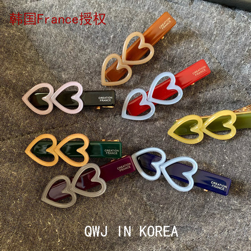 韩国进口CF金标镂空双爱心鸭嘴夹