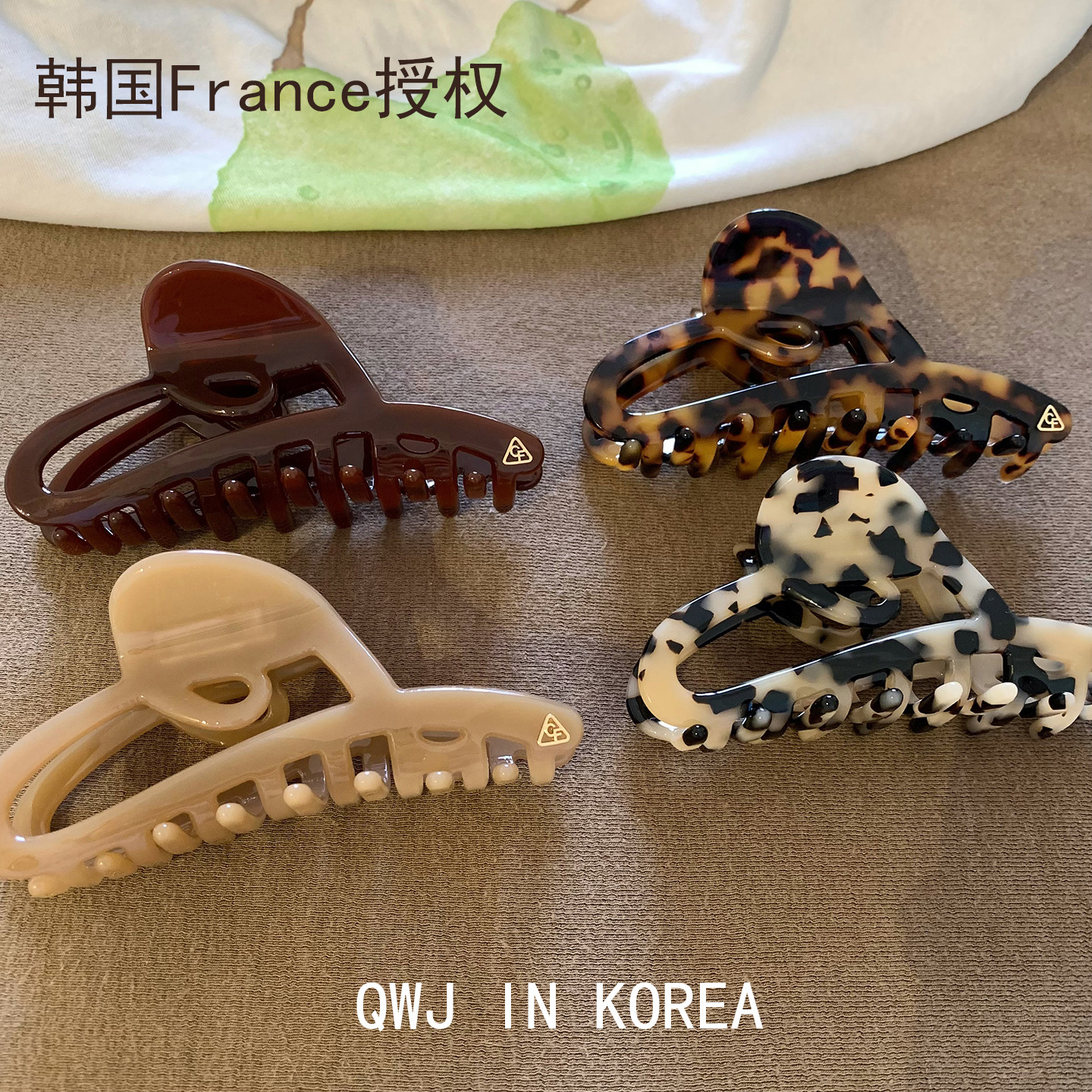 韩国France金色标大号醋酸发夹