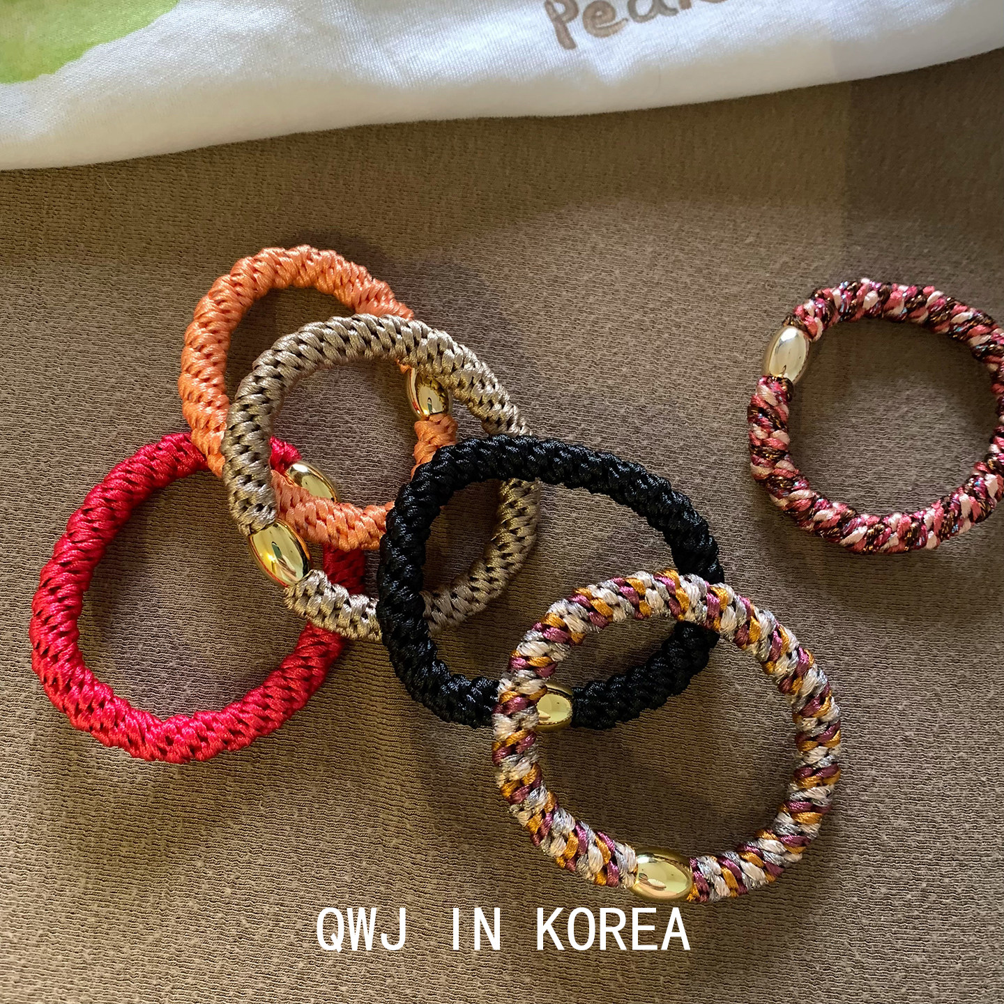 韩国进口KNK皮筋金色扣粗绳编织麻花发绳明星同款高马尾头绳发圈