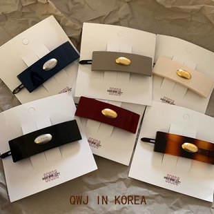 韩国进口轻奢JR小金标方形搭扣夹法式气质刘海夹两边边夹发夹防滑