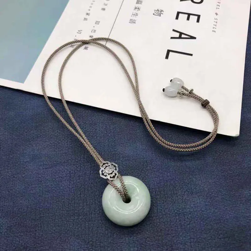 平安扣吊坠挂绳项链绳银饰挂绳翡翠玉坠绳子手工编织细款男女
