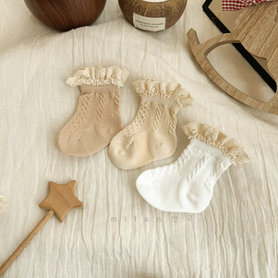 ins韩系夏季 网眼袜 女童公主袜花边袜宝宝棉袜a类薄款