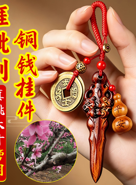 正宗雷击桃木剑睚眦剑婴儿小挂件桃木雕刻工艺礼品摆饰泰山桃木剑