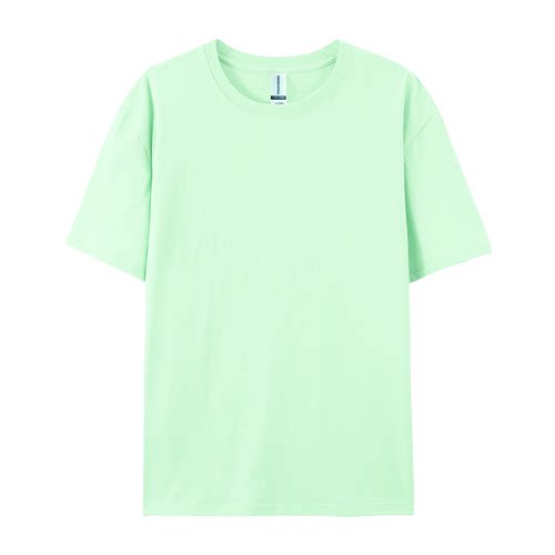 薄荷绿纯棉纯色宽松内搭短袖圆领T恤男女运动团体白T
