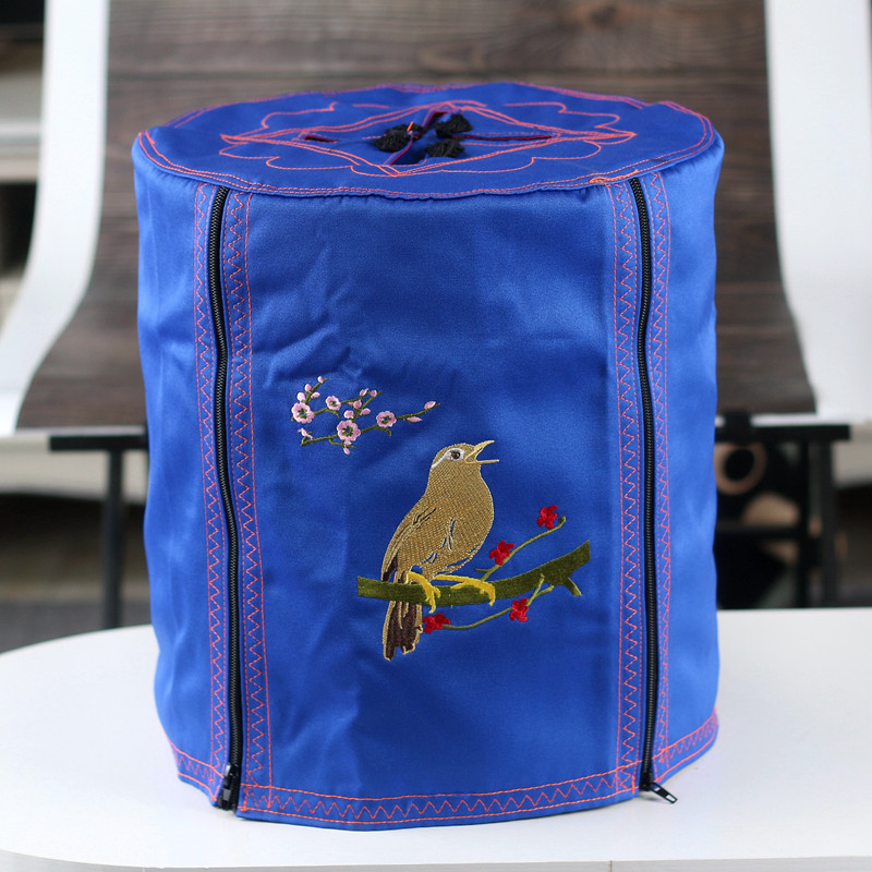 画眉老竹手工鸟笼平顶刺绣双层竹笼衣鸟笼罩笼布罩子