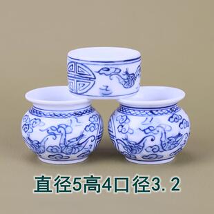 靛颏百灵绣眼鸟杯玉鸟黄鸟柳莺鸟食罐杯子瓷碗高白三件套鸟笼配件