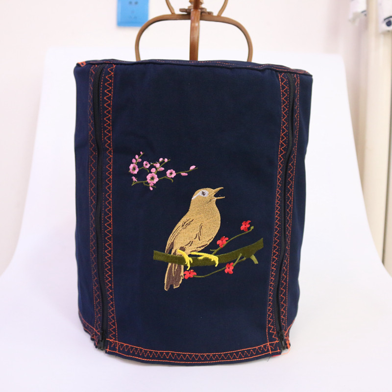 精品刺绣画眉老竹手工鸟笼精品平顶笼 笼罩笼布笼衣