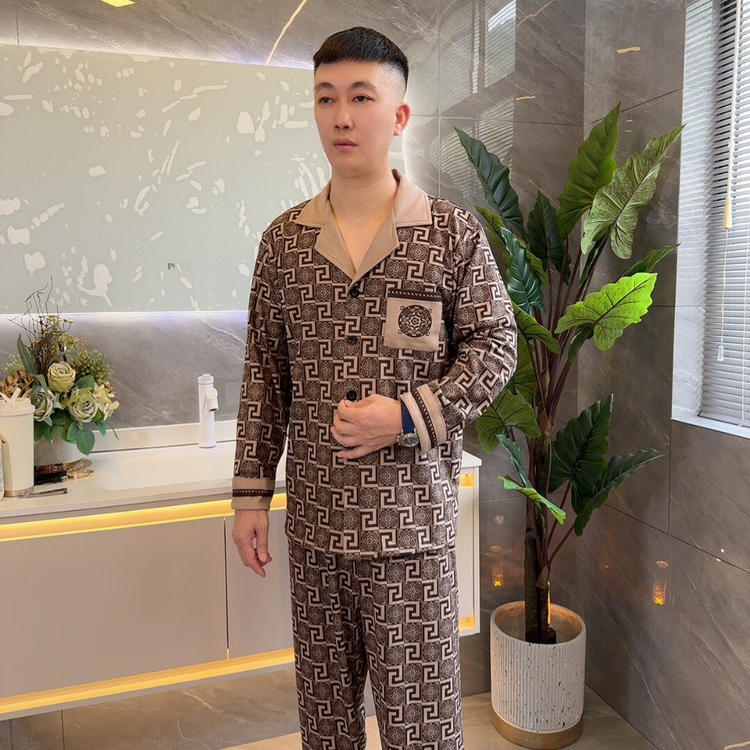 男士秋冬新款薄软绒长袖长裤时尚睡衣家居服套装高级感可外穿