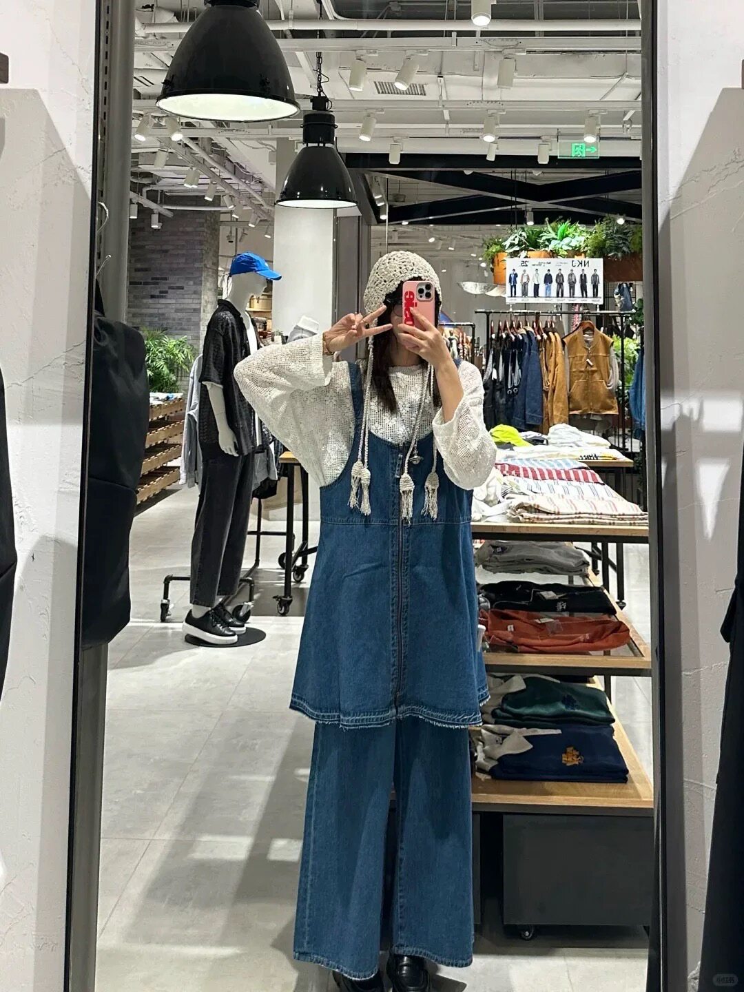 日系niko牛仔吊带裙 2026春季新款宽松流行背心外搭背带裙可两面