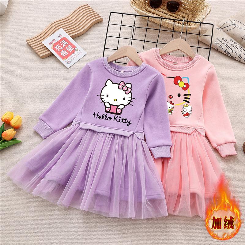 女童假两件连衣裙hellokitty童装