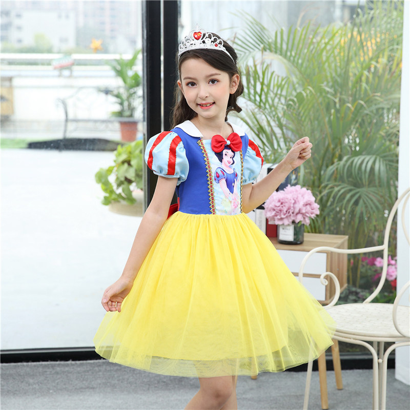 白雪公主裙子女童夏季短袖连衣裙6岁女宝宝纱裙4小女孩夏装5儿童3