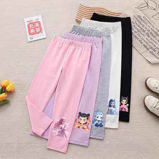 女童夏季薄打底裤儿童纯棉哪吒裤子敖丙敖润服装2025新款夏装衣服