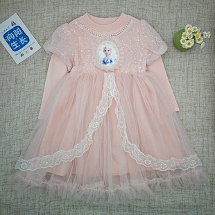 女童春秋季爱莎公主裙子宝宝新款春款舒透棉连衣裙日常可穿生日裙