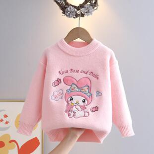 女童2025新款冬装加绒加厚毛衣儿童春秋款针织打底衫中小童美乐蒂
