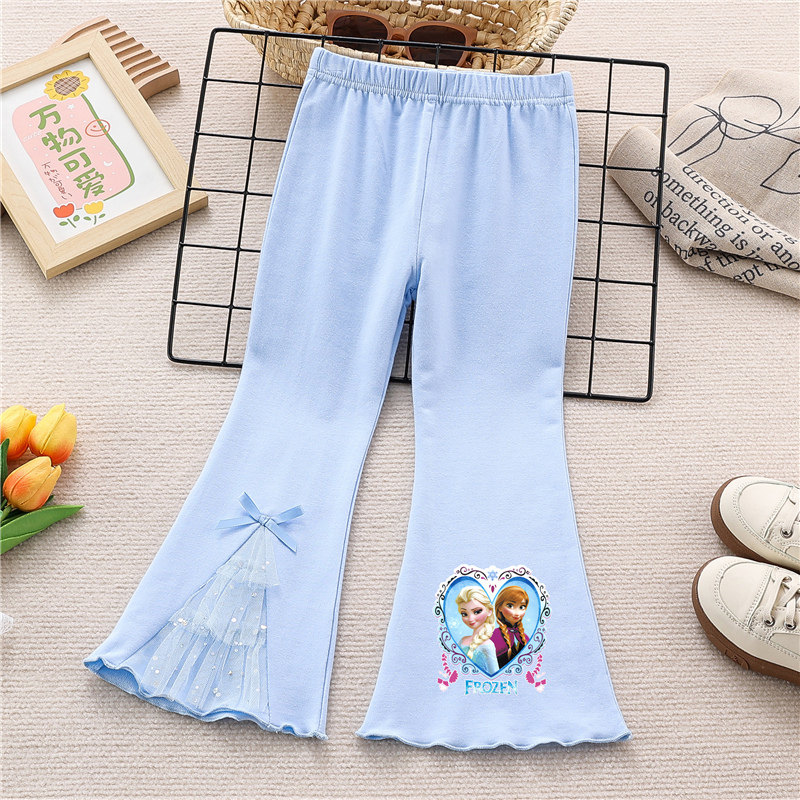 艾莎公主喇叭裤女童春秋季长裤宝宝春装洋气裤子新款冰雪奇缘童装