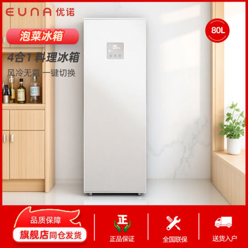 EUNA/优诺 BD-80WZ 家用小型立式冷冻柜风冷无霜复古厨房型冰箱