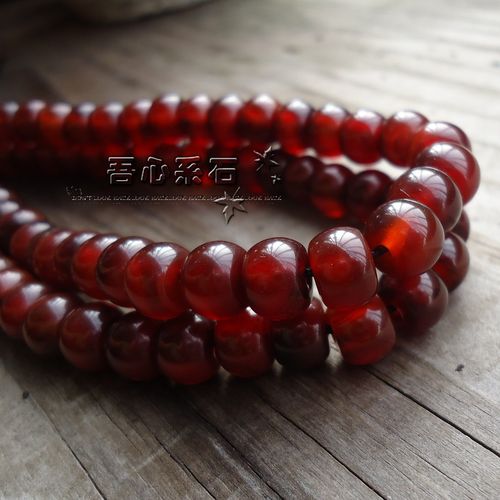 【系石苑】DIY散珠西藏老玉髓老血珠8*6mm盘珠.隔珠配件2.6元/颗