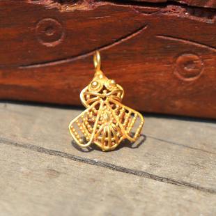 『系石苑』DIY散珠佛珠项手链配件西亚出土老黄金金蝉迷你小吊坠