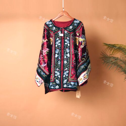 25416新中式国风新款对襟缠枝满绣太太服汉服