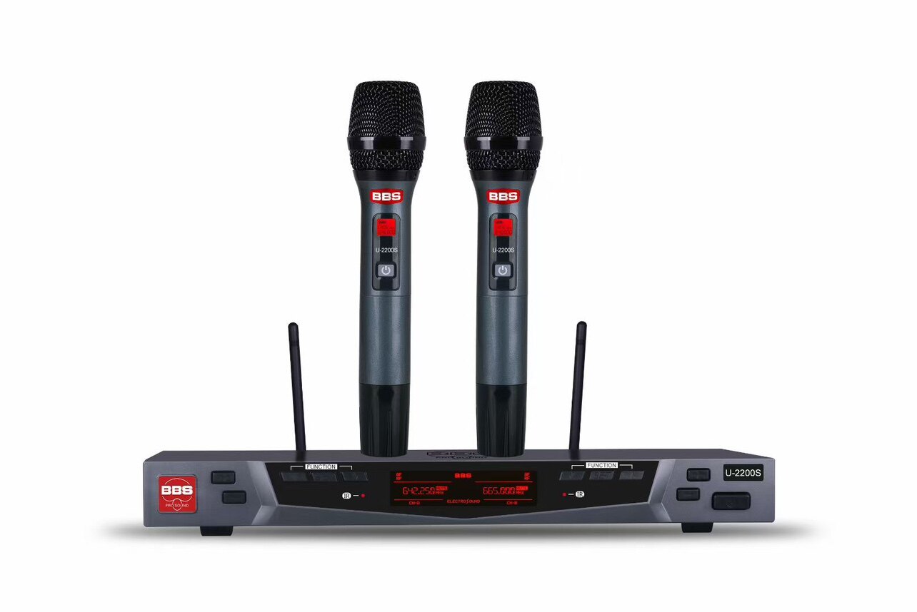 BBS 2200 无线话筒KTV演出唱歌一拖二无线麦克风防啸叫静音话筒