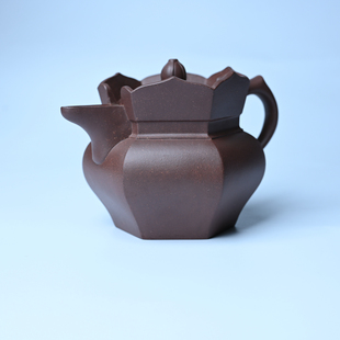 美壶网吴伯军紫砂壶全手工摹古时大彬调砂老紫泥镶片僧帽壶310cc