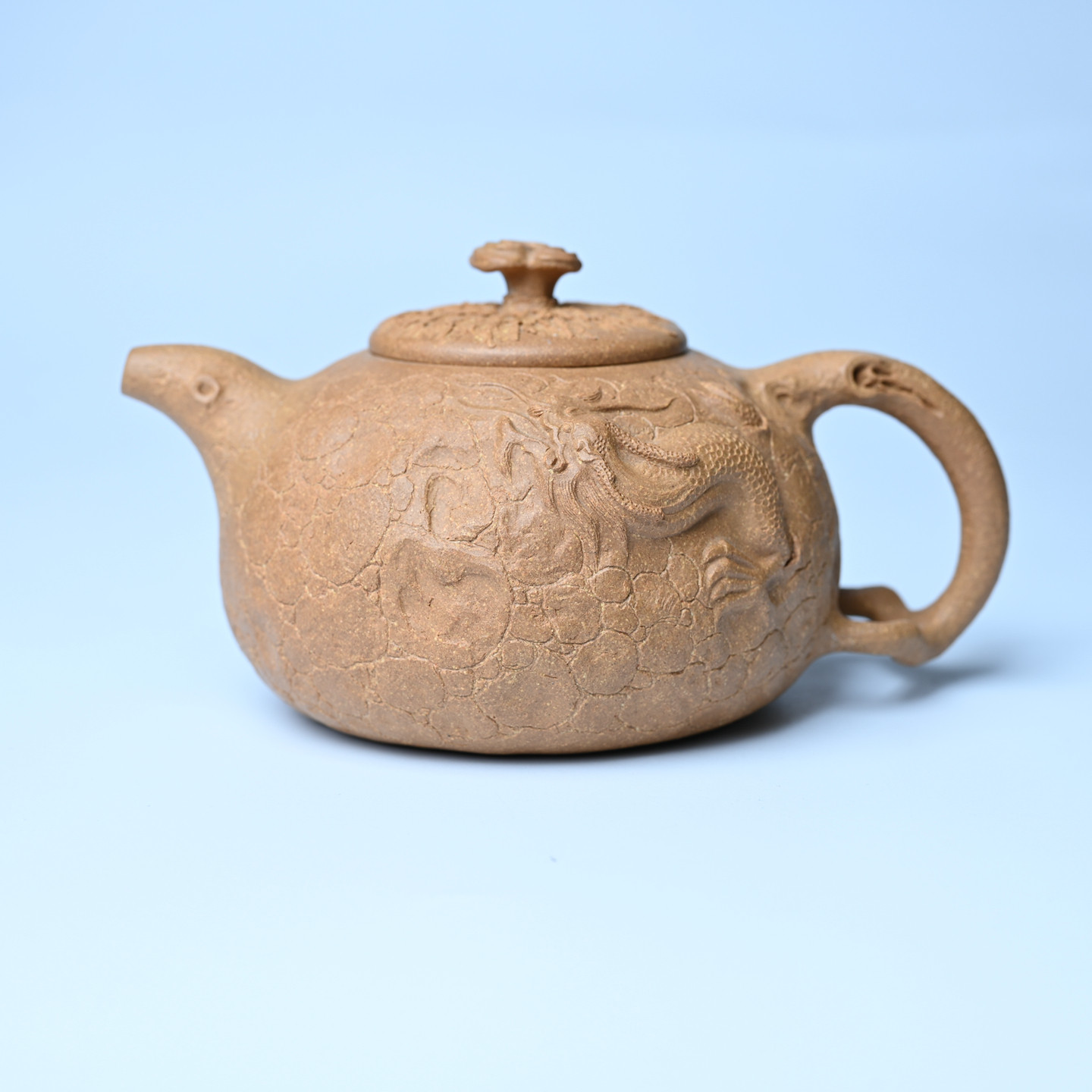 美壶网赵老师紫砂壶纯全手工老黄段泥灵芝游龙供春壶330cc