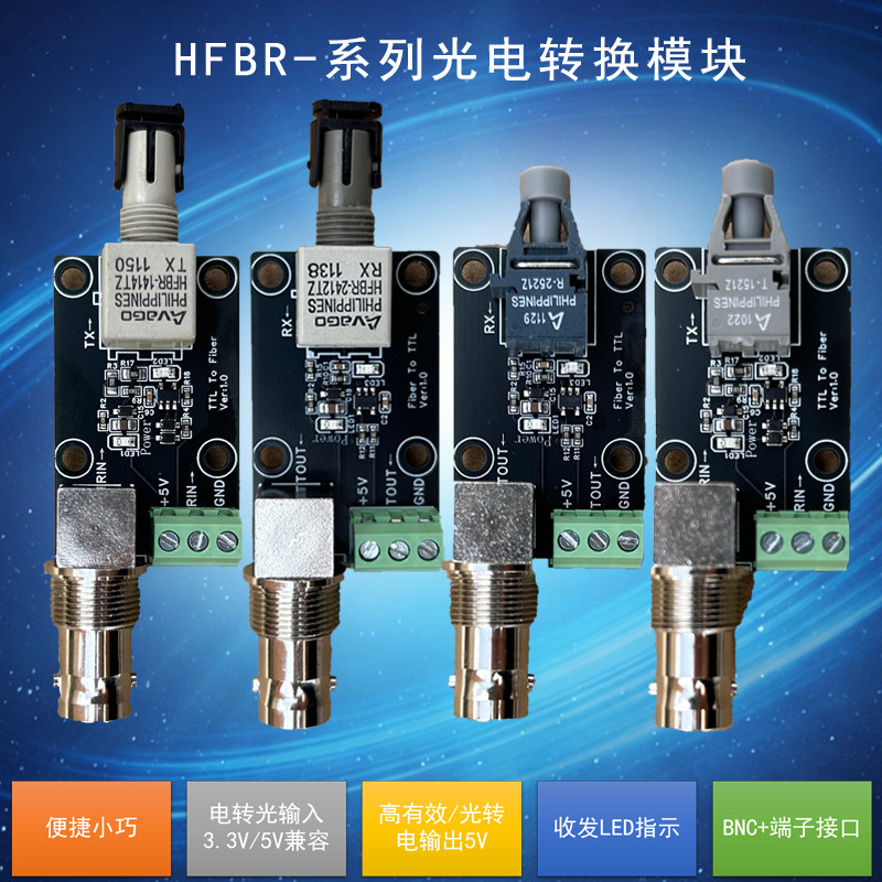 TTL电信号转光纤光信号模块转换HFBR-1521/2521Z/1414/2412TZ BNC