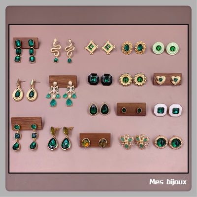 bijoux欧美复古小众祖母绿宝石