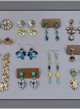 订单库存欧美复古小众宝石镶嵌街拍旅游长款修饰脸型耳钉耳夹耳环