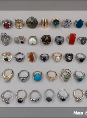 特价清仓欧美订单库存孤品小众复古个性做旧夸张镶嵌宝石宫廷戒指