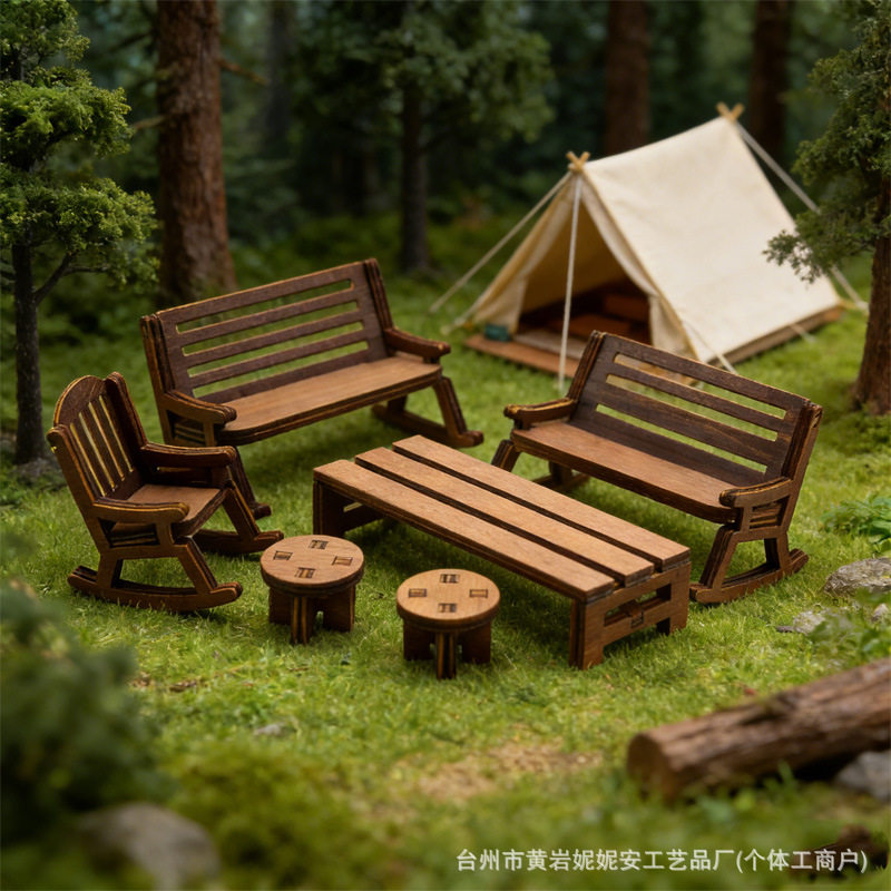 娃娃屋木摇椅摆件复古怀旧摇摇椅场景拍摄道具微缩模型迷你小家具