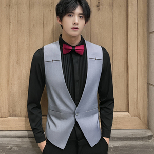 QS794*男一粒扣V领单马甲伴郎服台球俱乐部马甲P50图片