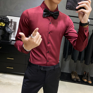 LT130*社会小伙长袖褶皱个性男女款衬衫酒吧表演衬衣工作服P50图片